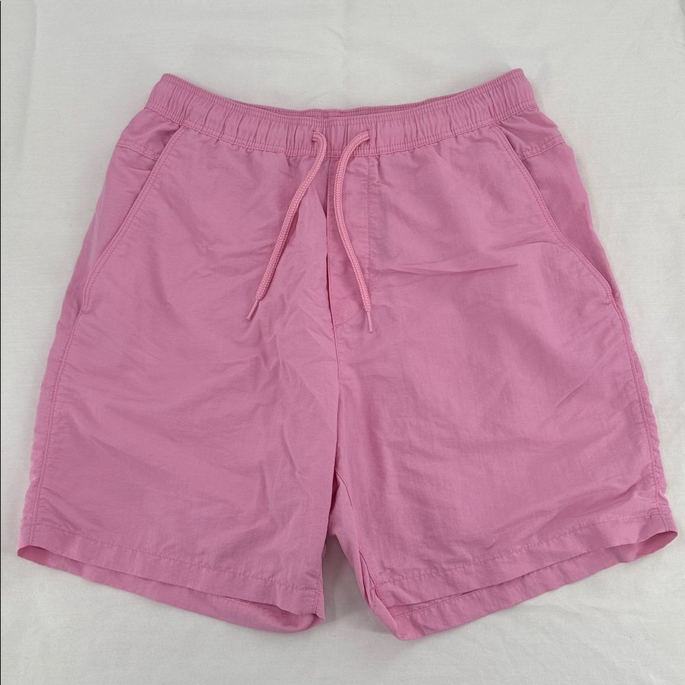 H & M Shorts Mens Small Pink Relaxed Fit Drawstring Waist Mesh Pockets Beach